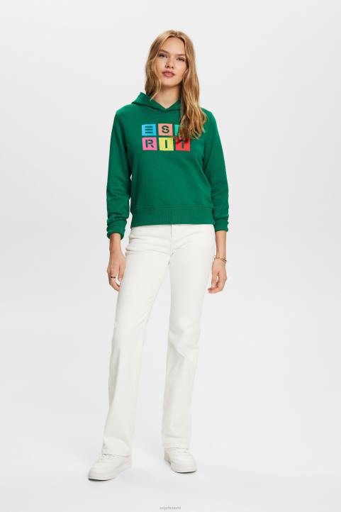 naiset Esprit tummanvihreä brodeerattu logohuppari, luomupuuvillaa neulepaidat & hupparit 82T610