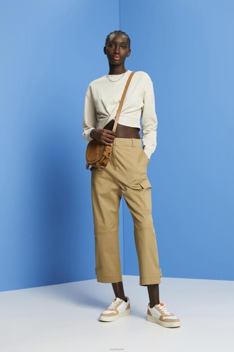 naiset Esprit vaalea taupe leikattu solmu yksityiskohtia villapaita neulepaidat & hupparit 82T6218