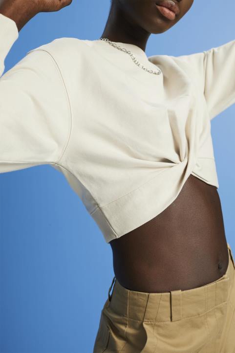 naiset Esprit vaalea taupe leikattu solmu yksityiskohtia villapaita neulepaidat & hupparit 82T6218