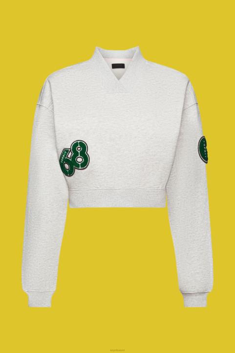 naiset Esprit vaalean harmaa leikattu varsinainen patch collegepaita neulepaidat & hupparit 82T6418