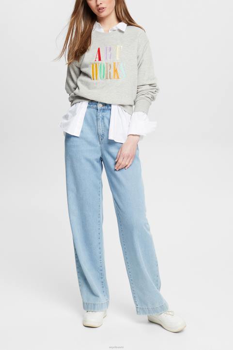 naiset Esprit vaalean harmaa rento slogan-paita neulepaidat & hupparit 82T6540