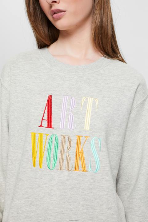 naiset Esprit vaalean harmaa rento slogan-paita neulepaidat & hupparit 82T6540