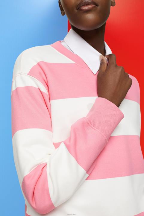 naiset Esprit vaaleanpunainen raidallinen collegepaita neulepaidat & hupparit 82T6402