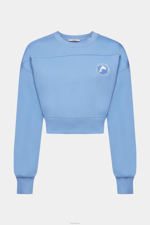 naiset Esprit vaaleansininen laventeli leikattu collegepaita neulepaidat & hupparit 82T6156