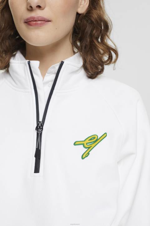 naiset Esprit valkoinen puolivetoketjullinen pusero neulepaidat & hupparit 82T6159