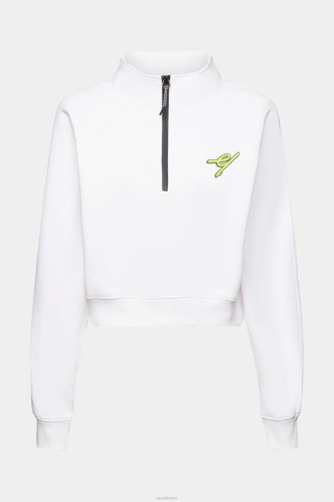 naiset Esprit valkoinen puolivetoketjullinen pusero neulepaidat & hupparit 82T6159