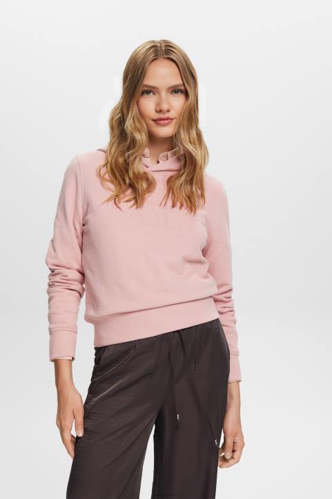 naiset Esprit vanha pinkki brodeerattu logohuppari, luomupuuvillaa neulepaidat & hupparit 82T69