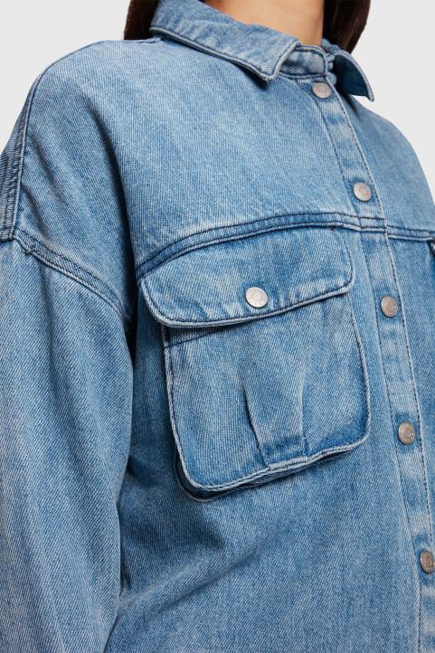 naiset Esprit sininen valo pesu rento denim paita paidat 82T6485