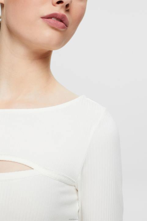 naiset Esprit luonnonvalkoinen leikattu yläosa pitkähihainen 82T6531