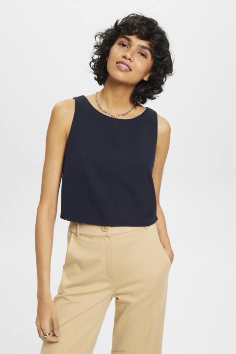 naiset Esprit laivasto lyhennetty hihaton pusero puserot 82T6310