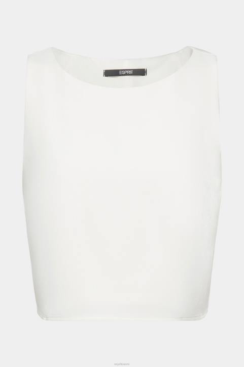 naiset Esprit luonnonvalkoinen lyhennetty hihaton pusero puserot 82T6308