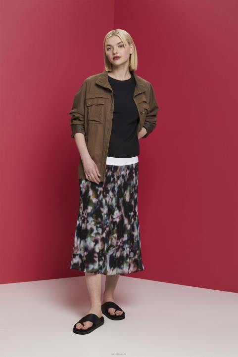 naiset Esprit musta avotakkapusero, tencel puserot 82T6200