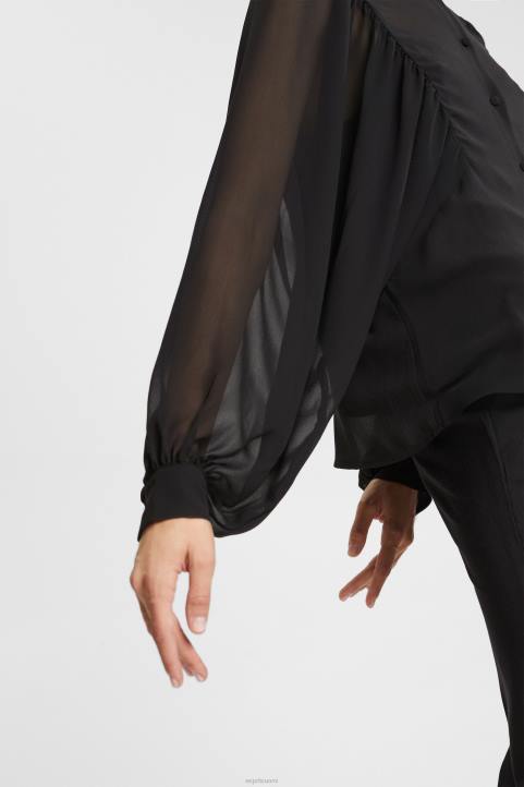 naiset Esprit musta leveä sifonkipusero puserot 82T6426