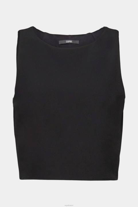 naiset Esprit musta lyhennetty hihaton pusero puserot 82T6307