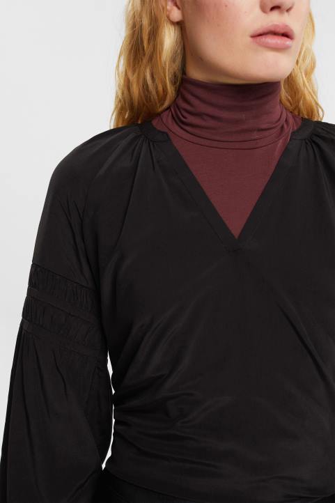 naiset Esprit musta pusero smokkituilla yksityiskohdilla, lenzing ecovero puserot 82T6370