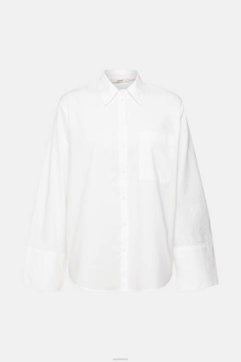 naiset Esprit valkoinen ylisuuri valkoinen puuvillapusero puserot 82T6406