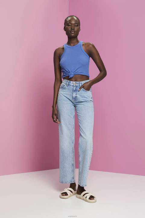 naiset Esprit harmaa sininen uurrettu toppi säiliö 82T6284