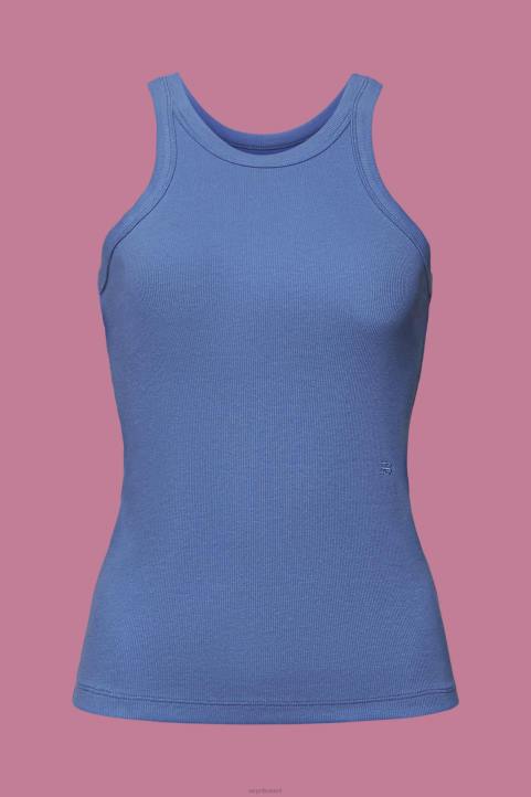 naiset Esprit harmaa sininen uurrettu toppi säiliö 82T6284