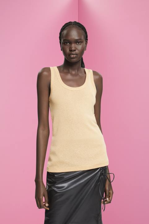 naiset Esprit kulta hihaton glittertoppi säiliö 82T6404