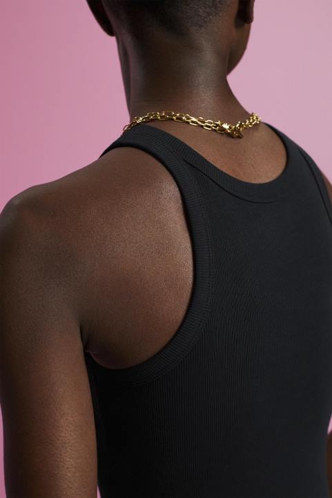 naiset Esprit musta uurrettu toppi säiliö 82T6280