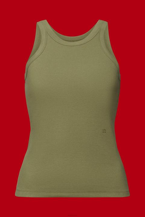 naiset Esprit oliivi uurrettu toppi säiliö 82T6283