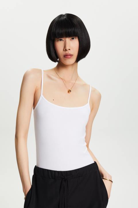 naiset Esprit valkoinen spagettihihnan toppi säiliö 82T636