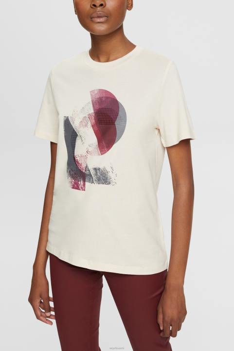 naiset Esprit alaston logo T-paita, tencel sekoitus t-paitoja 82T6441