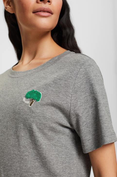 naiset Esprit keskiharmaa brodeerattu t-paita t-paitoja 82T6528