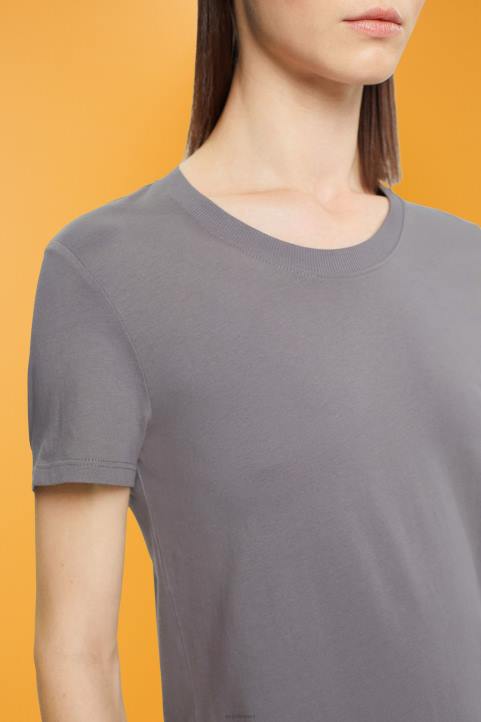 naiset Esprit keskiharmaa puuvillainen crewneck t-paita t-paitoja 82T6455