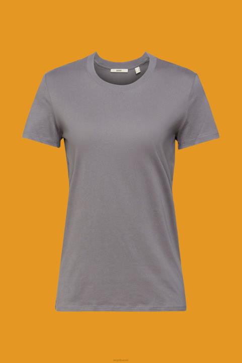 naiset Esprit keskiharmaa puuvillainen crewneck t-paita t-paitoja 82T6455