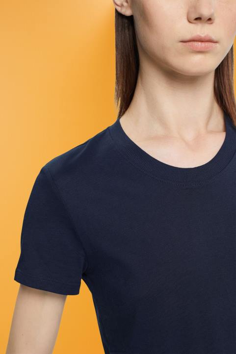 naiset Esprit laivasto puuvillainen crewneck t-paita t-paitoja 82T6459