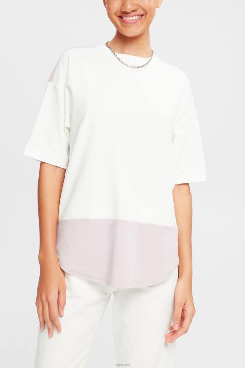 naiset Esprit luonnonvalkoinen kaksivärinen t-paita t-paitoja 82T6393