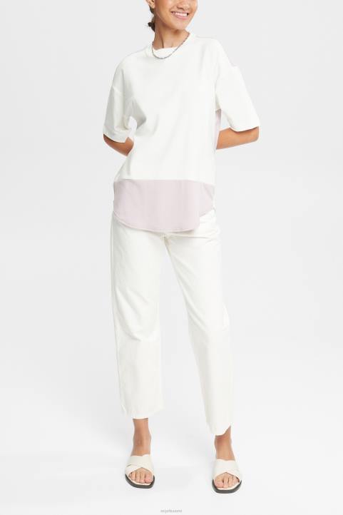 naiset Esprit luonnonvalkoinen kaksivärinen t-paita t-paitoja 82T6393