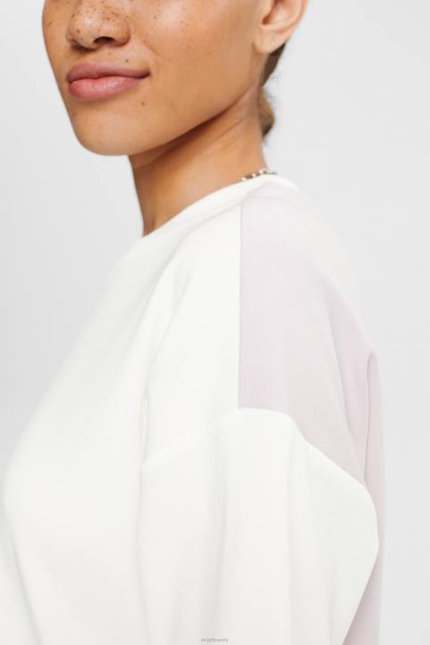 naiset Esprit luonnonvalkoinen kaksivärinen t-paita t-paitoja 82T6393