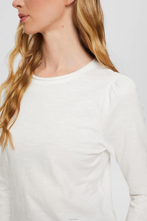 naiset Esprit luonnonvalkoinen rento puuvilla slub t-paita t-paitoja 82T6539