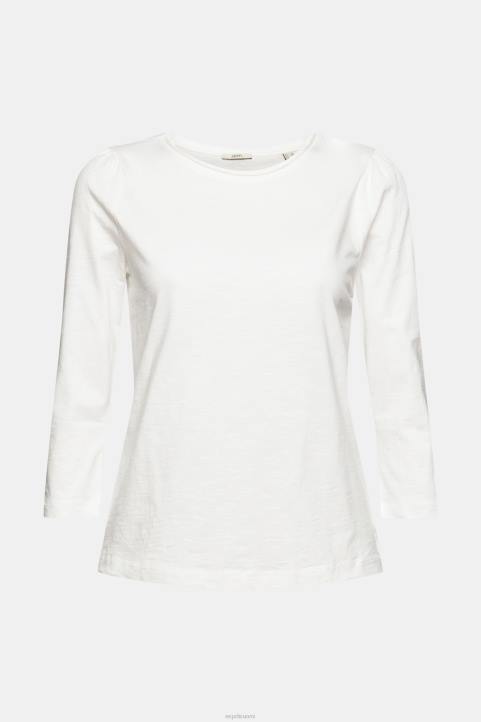 naiset Esprit luonnonvalkoinen rento puuvilla slub t-paita t-paitoja 82T6539