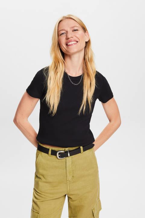 naiset Esprit musta resori jersey-t-paita t-paitoja 82T61