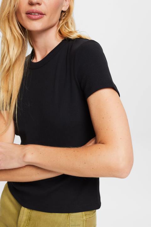naiset Esprit musta resori jersey-t-paita t-paitoja 82T61
