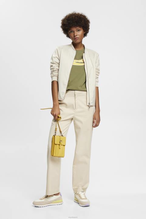 naiset Esprit oliivi puuvillainen t-paita, jossa painettu logo t-paitoja 82T6144