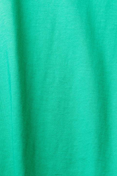 naiset Esprit vaaleanvihreä puuvillainen crewneck t-paita t-paitoja 82T6458