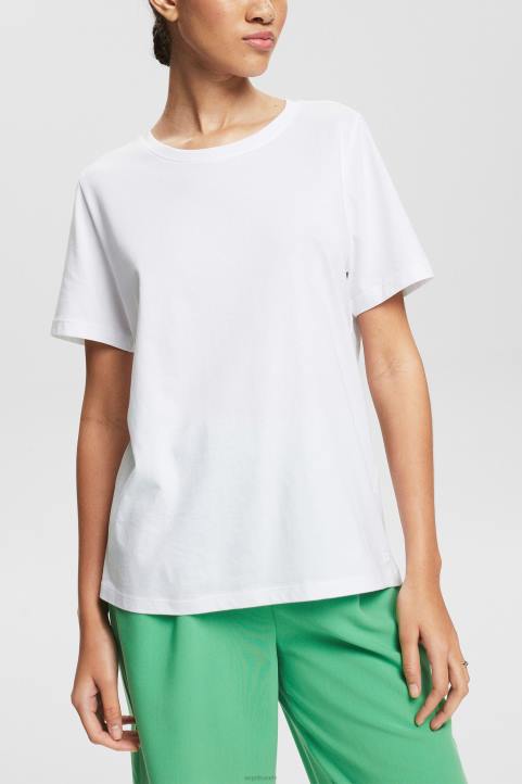 naiset Esprit valkoinen perus t-paita 100% luomupuuvillaa t-paitoja 82T6513