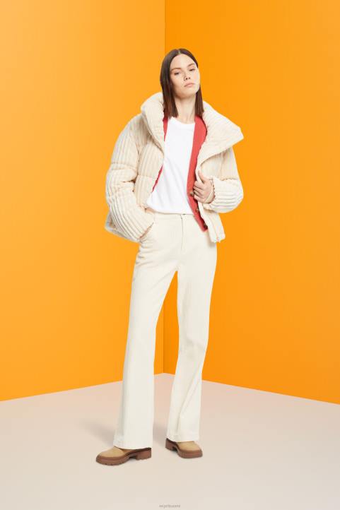 naiset Esprit valkoinen puuvillainen crewneck t-paita t-paitoja 82T6456