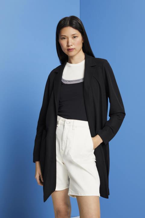 naiset Esprit musta pitkä jersey bleiseri, lenzing ecovero takit 82T6240