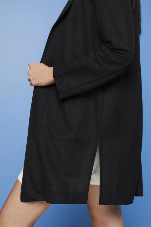 naiset Esprit musta pitkä jersey bleiseri, lenzing ecovero takit 82T6240