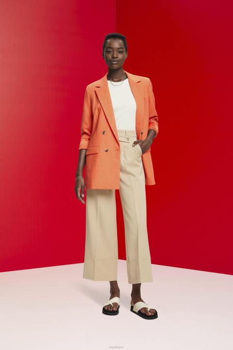 naiset Esprit oranssinpunainen ylisuuri kaksirivinen bleiseri takit 82T6313