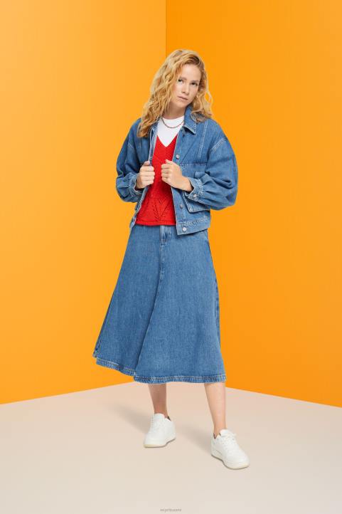 naiset Esprit sininen keskipesu farkkutakki takit 82T6549