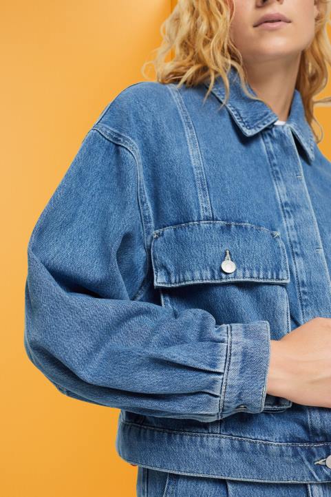 naiset Esprit sininen keskipesu farkkutakki takit 82T6549