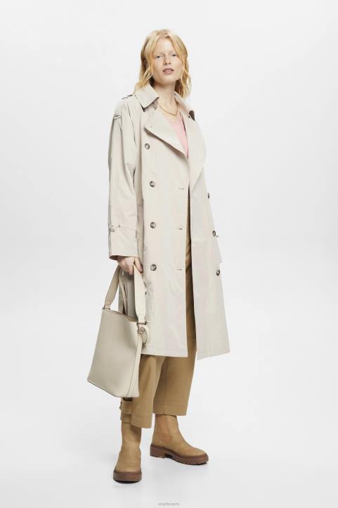 naiset Esprit vaalea taupe kaksirivinen trenssitakki takit 82T6266