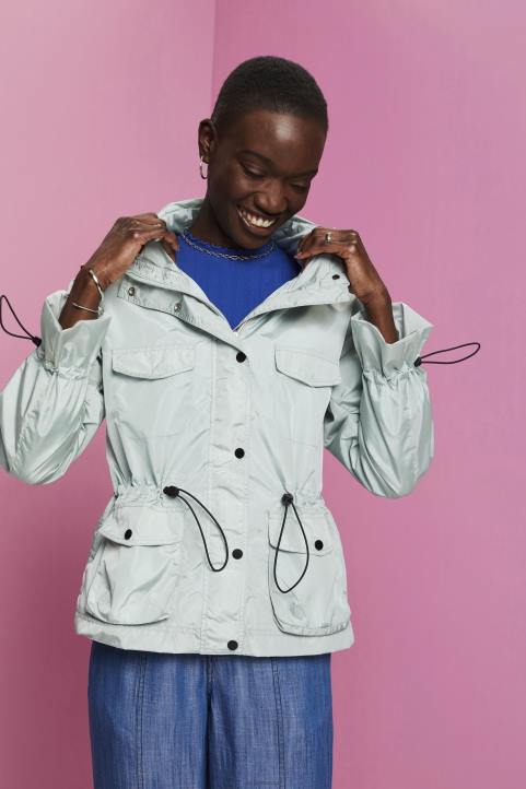 naiset Esprit vaalean vesivihreä kierrätetty: sadetakki hupulla takit 82T695