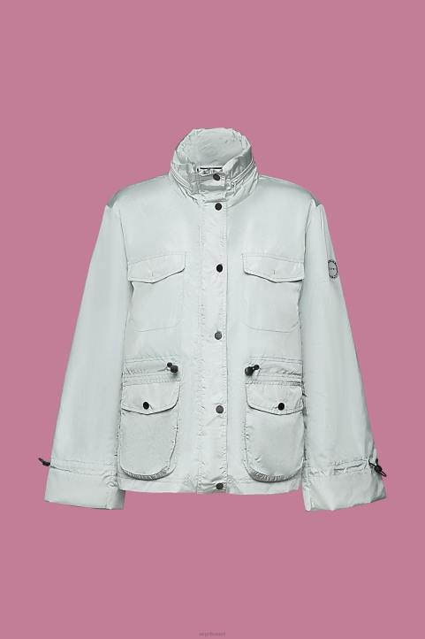 naiset Esprit vaalean vesivihreä kierrätetty: sadetakki hupulla takit 82T695